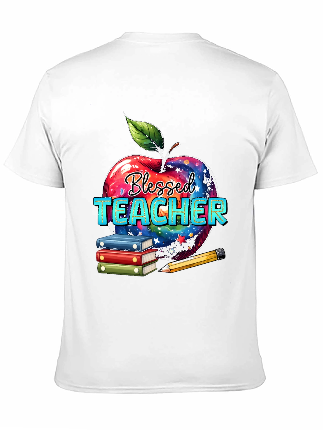 Blessed Teacher T-Shirt Apple Books Pencil Design