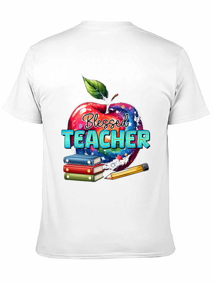 Blessed Teacher T-Shirt Apple Books Pencil Design