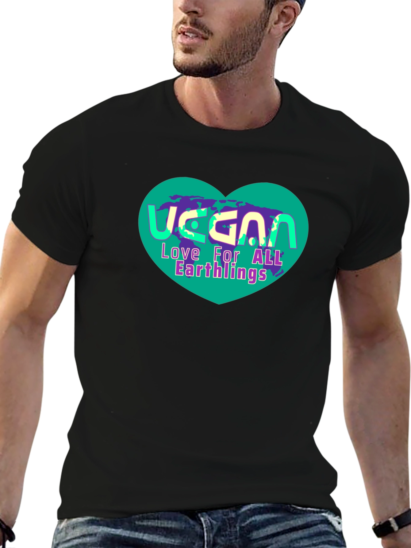 Vegan Earthlings Graphic T-Shirt - Unisex Black Tee