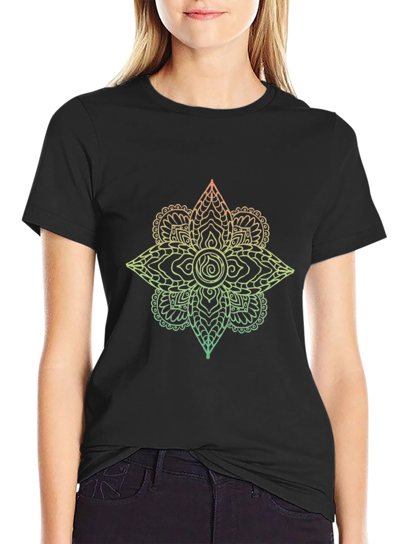 Ombre Mandala Graphic Tee - Mens Black T-Shirt