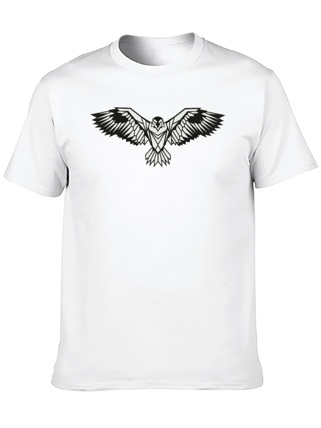 Mens Black T-Shirt with White Eagle Graphic