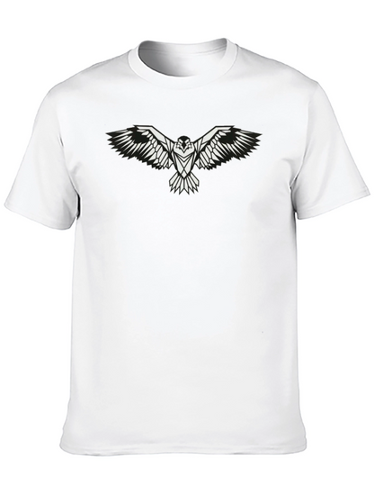 Mens Black T-Shirt with White Eagle Graphic