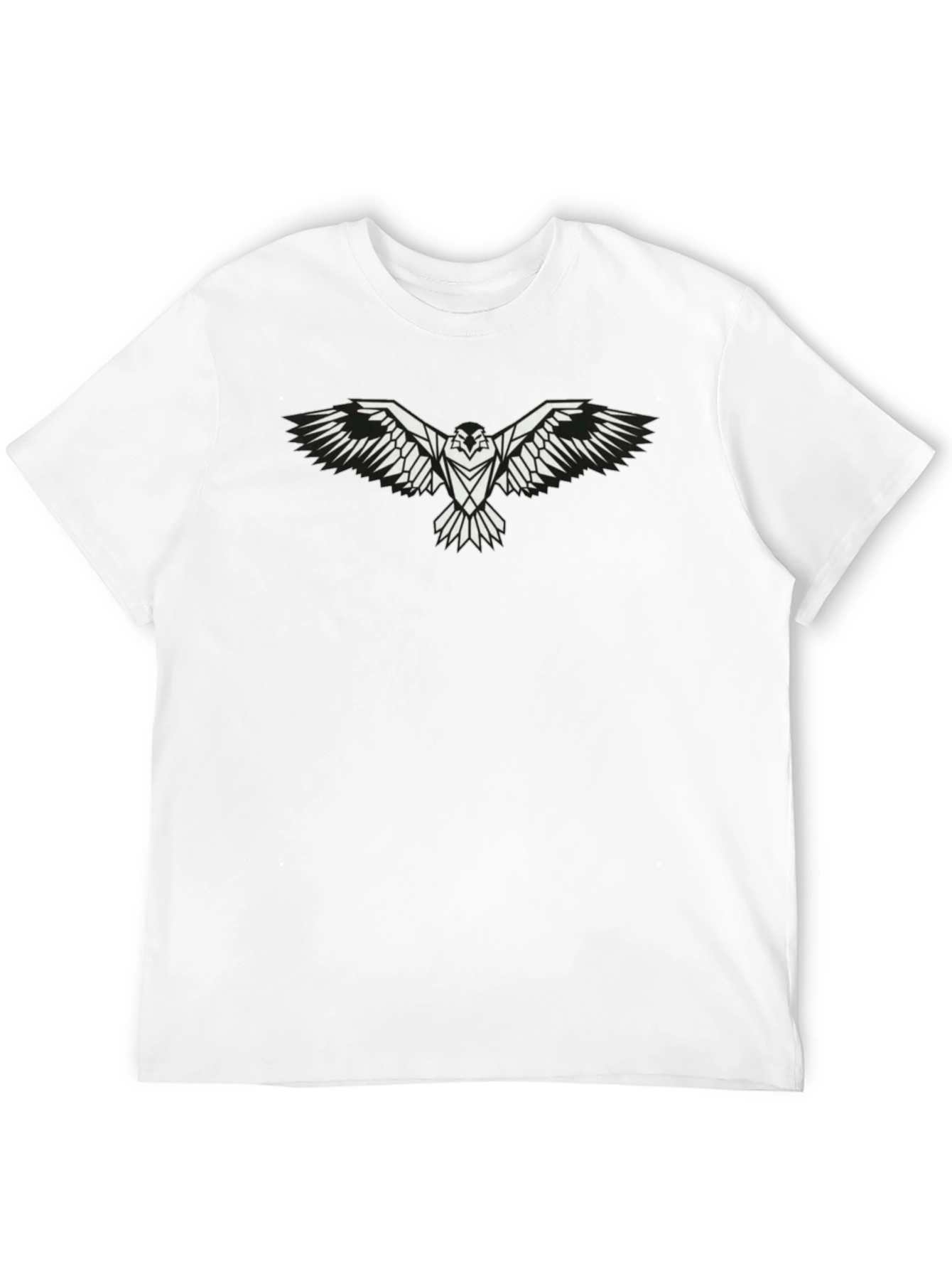 Mens Black T-Shirt with White Eagle Graphic