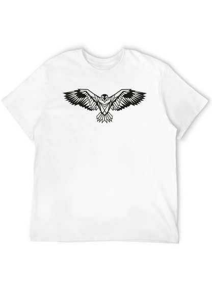 Mens Black T-Shirt with White Eagle Graphic