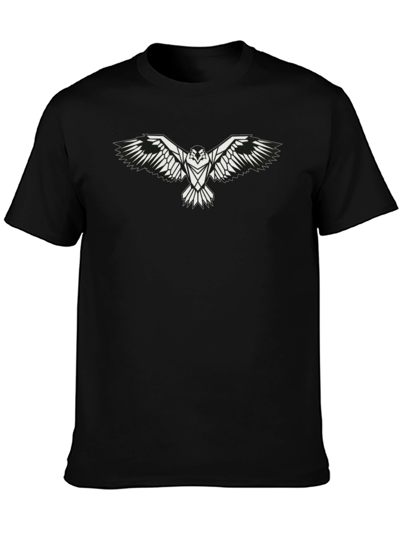 Mens Black T-Shirt with White Eagle Graphic