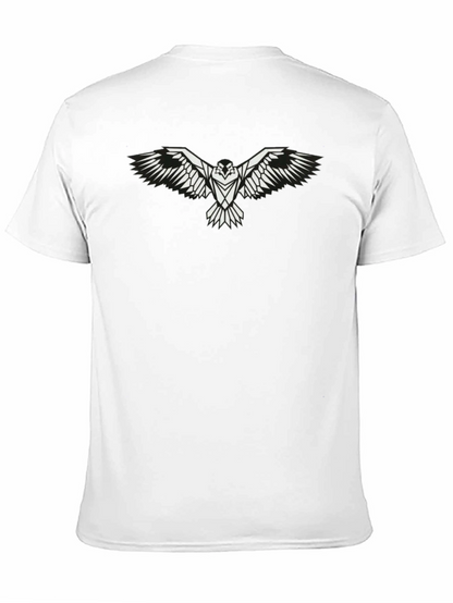 Mens Black T-Shirt with White Eagle Graphic
