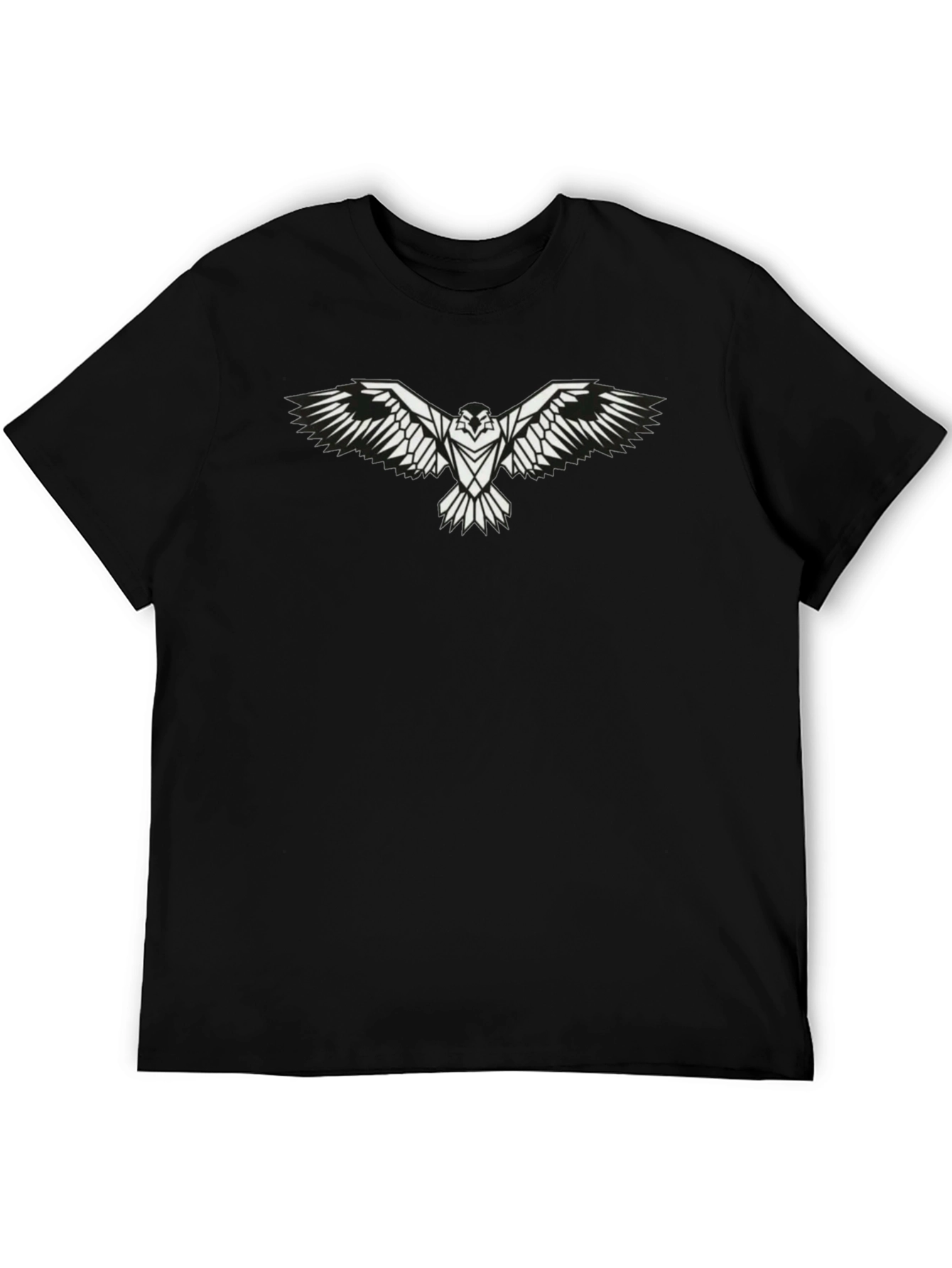 Mens Black T-Shirt with White Eagle Graphic