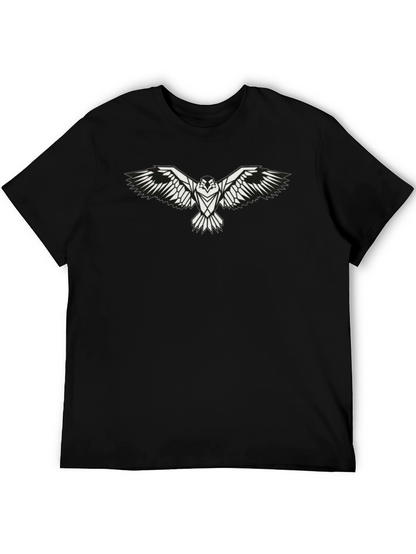Mens Black T-Shirt with White Eagle Graphic