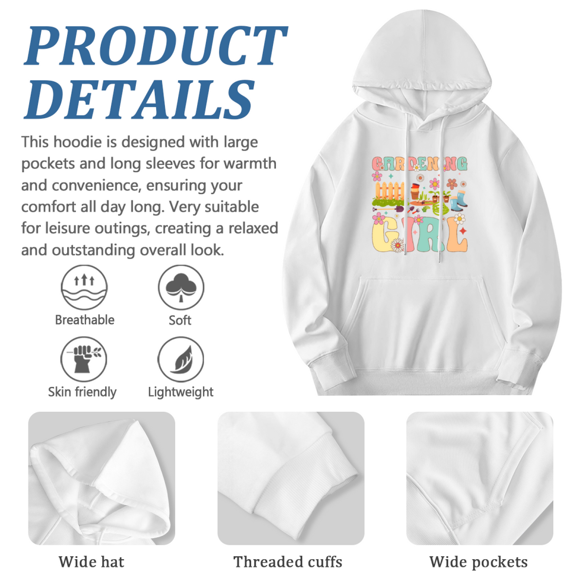 Retro Gardening Girl Graphic Hoodie