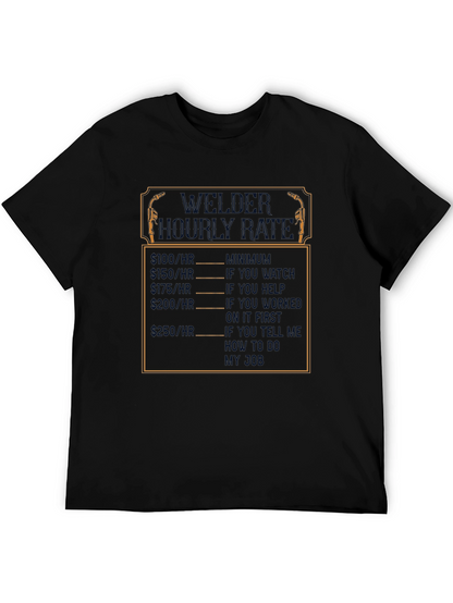 Welder Hourly Rate Funny Black T-Shirt
