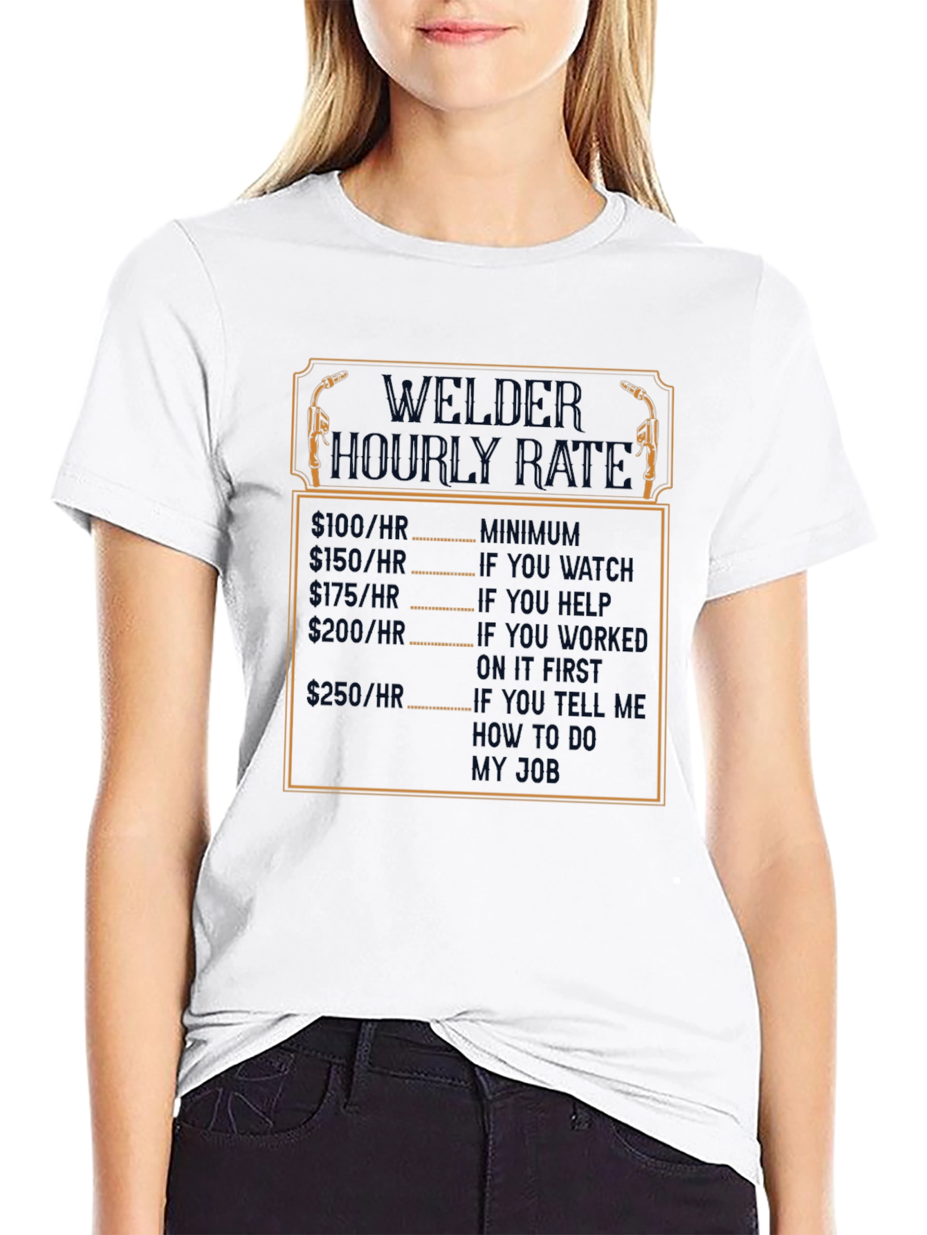 Welder Hourly Rate Funny Black T-Shirt