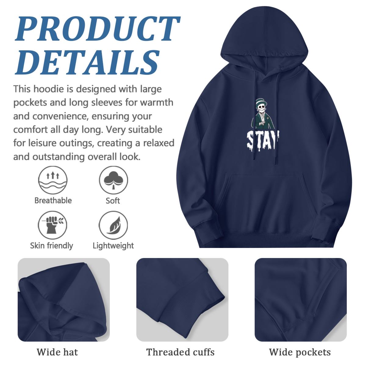 Trendy Hooded Sweatshirt - Inspirational Quote