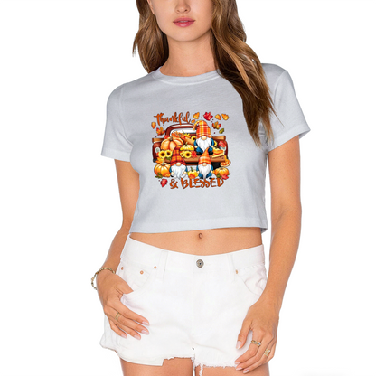 Thankful & Blessed Fall Gnome Retro Truck Crop Top