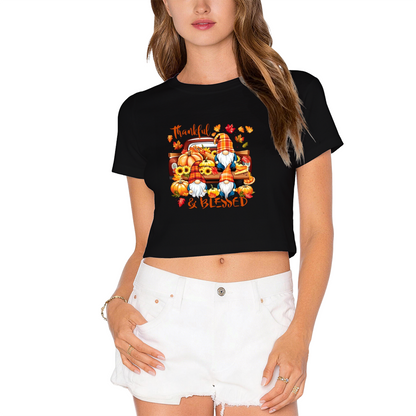 Thankful & Blessed Fall Gnome Retro Truck Crop Top