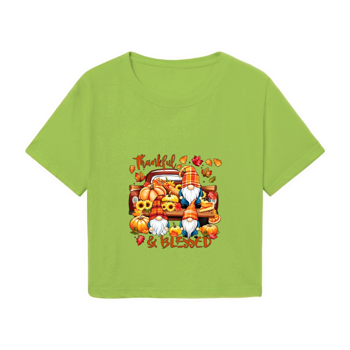 Thankful & Blessed Fall Gnome Retro Truck Crop Top