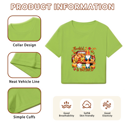 Thankful & Blessed Fall Gnome Retro Truck Crop Top