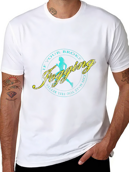 Jogging Slogan T-Shirt - Black Casual Tee