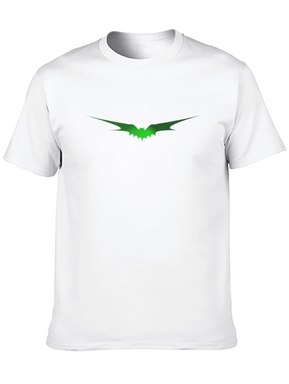 Mens Black T-Shirt with Green Bat Graphic