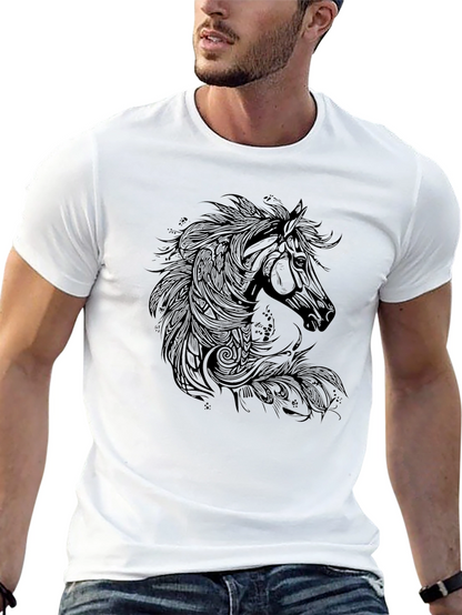 Horse Graphic Print T-Shirt - Black