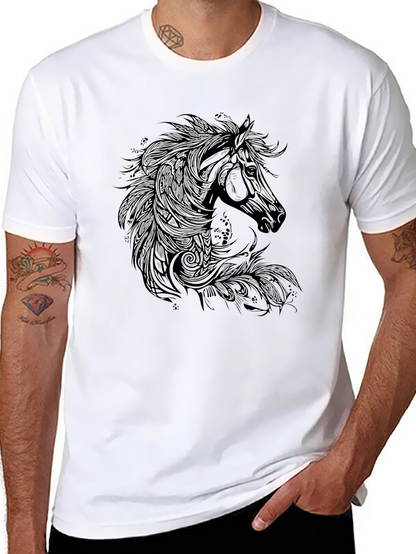 Horse Graphic Print T-Shirt - Black