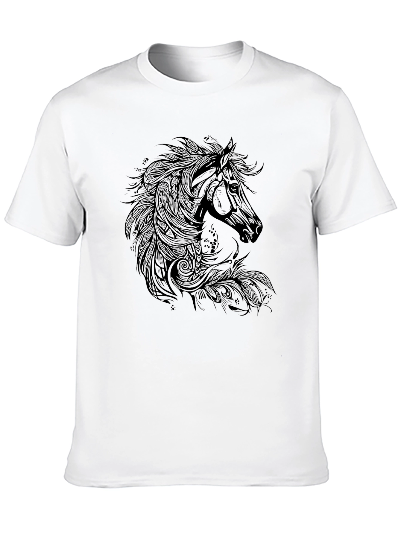 Horse Graphic Print T-Shirt - Black
