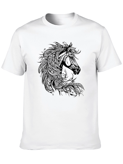 Horse Graphic Print T-Shirt - Black