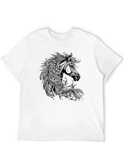 Horse Graphic Print T-Shirt - Black