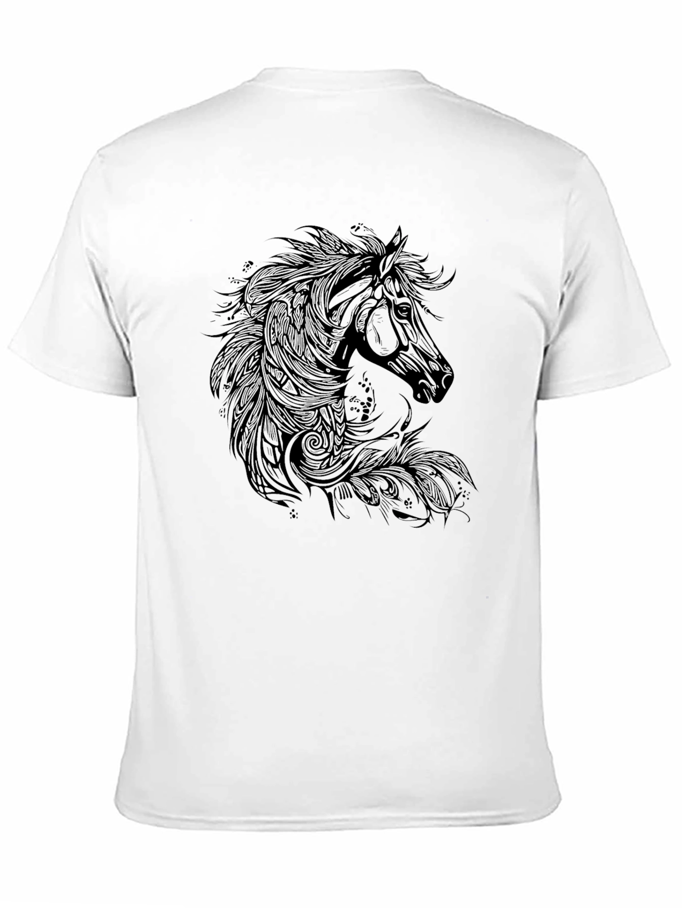 Horse Graphic Print T-Shirt - Black
