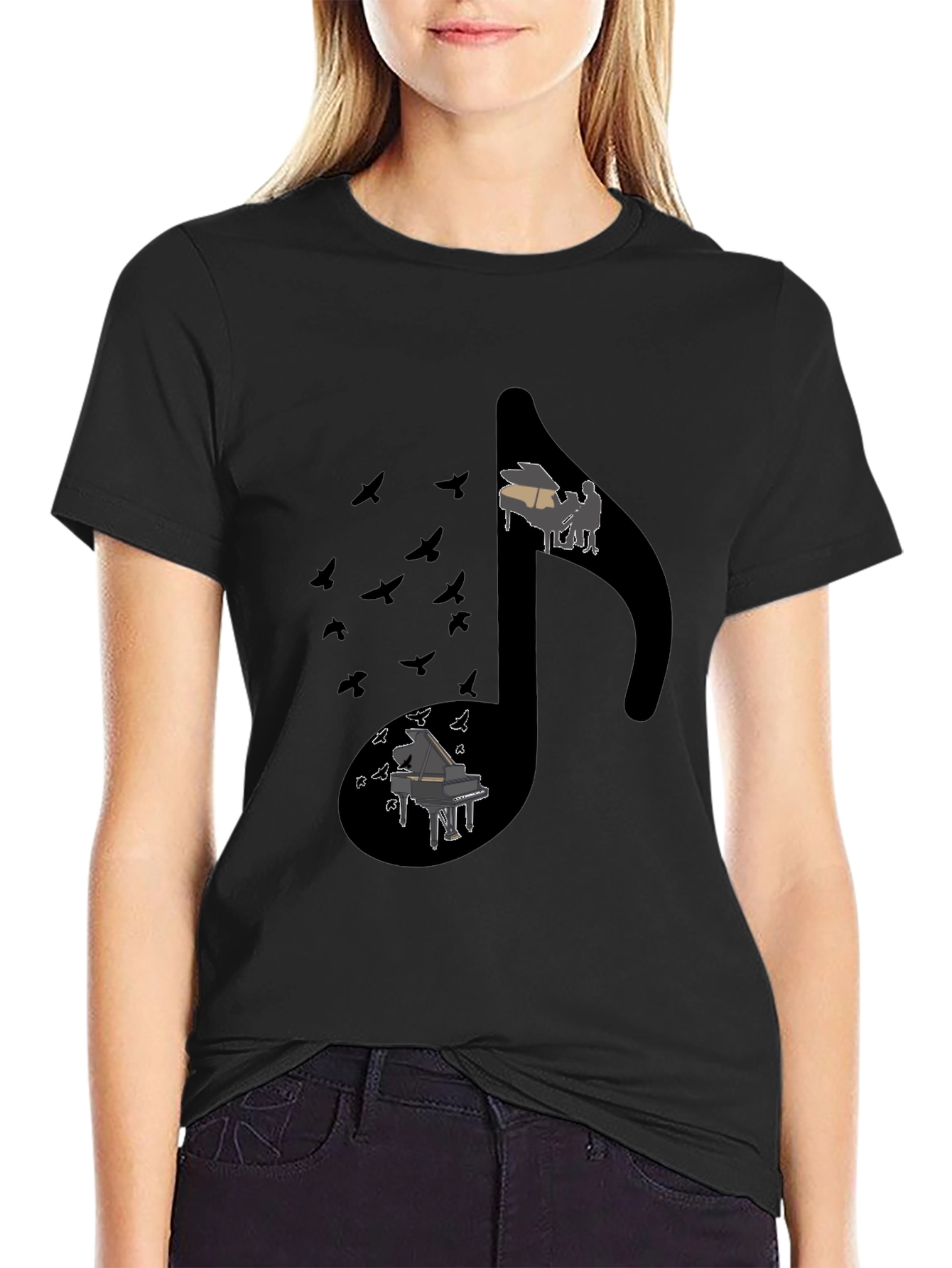 Musical Note Piano Graphic Tee