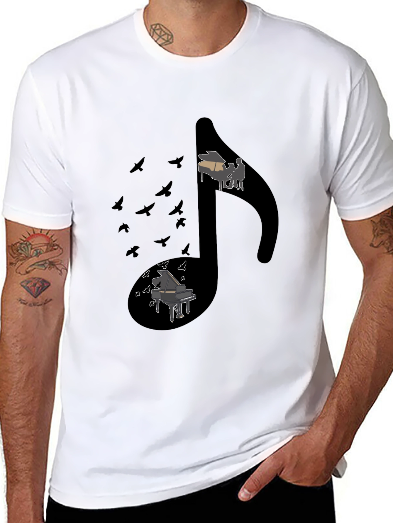 Musical Note Piano Graphic Tee