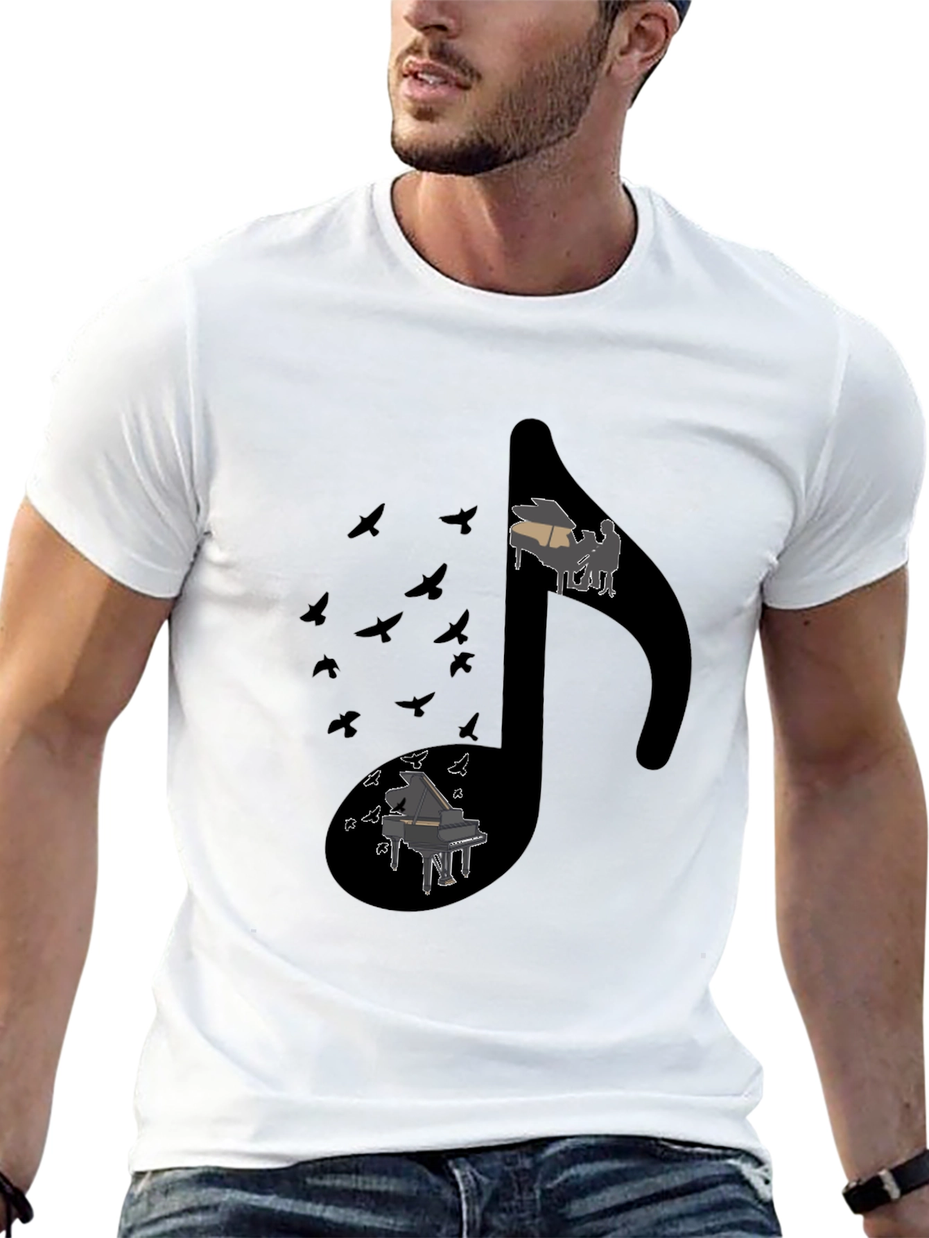 Musical Note Piano Graphic Tee