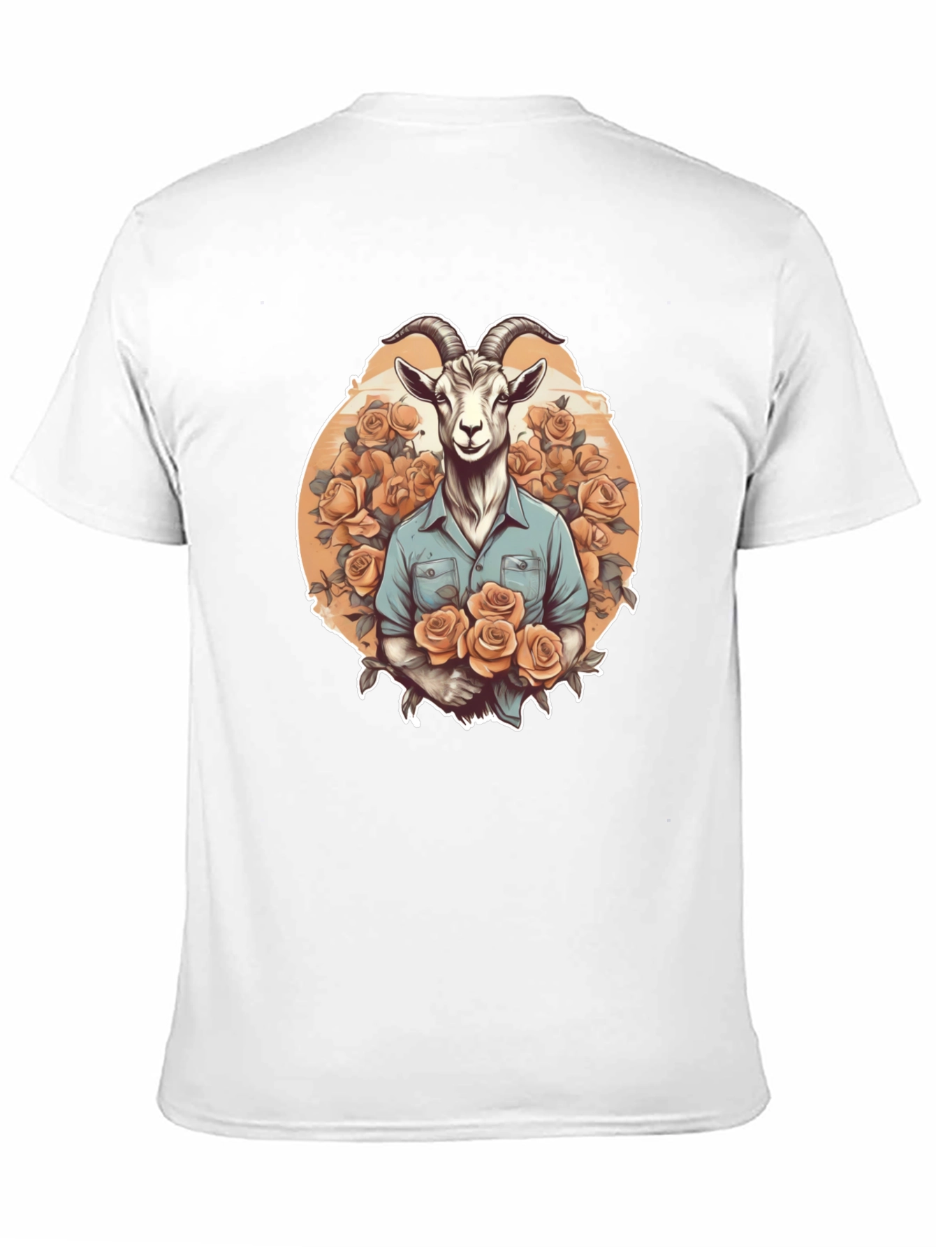 Goat & Roses Graphic Tee - Quirky Mens T-Shirt