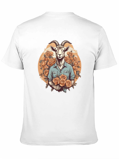 Goat & Roses Graphic Tee - Quirky Mens T-Shirt