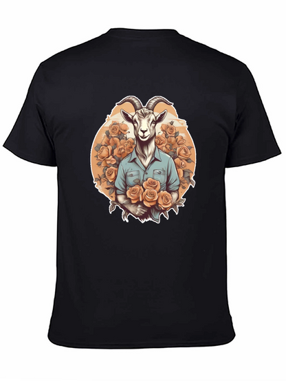 Goat & Roses Graphic Tee - Quirky Mens T-Shirt
