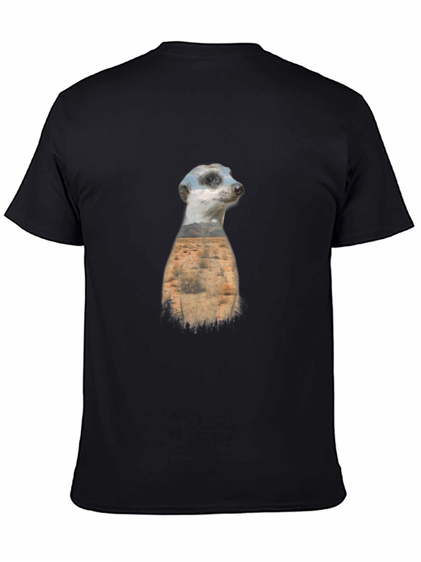 Meerkat Landscape Graphic Black T-Shirt