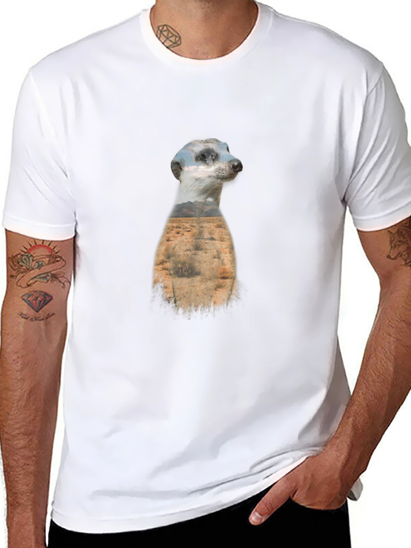 Meerkat Landscape Graphic Black T-Shirt