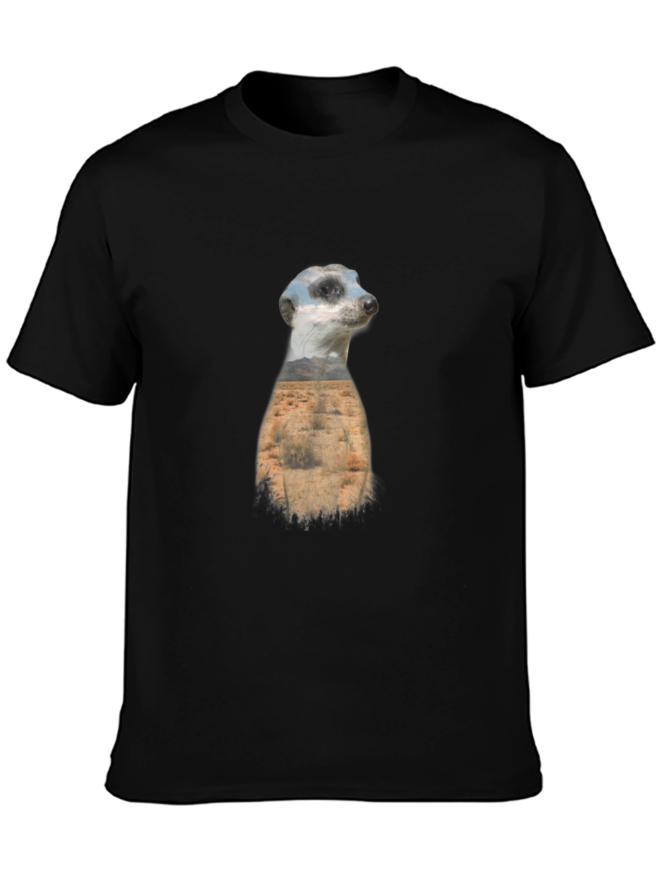 Meerkat Landscape Graphic Black T-Shirt