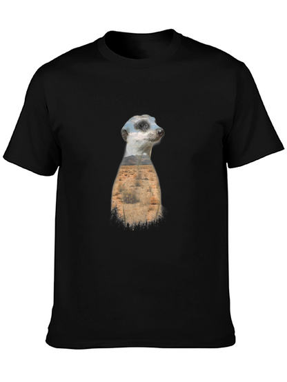 Meerkat Landscape Graphic Black T-Shirt