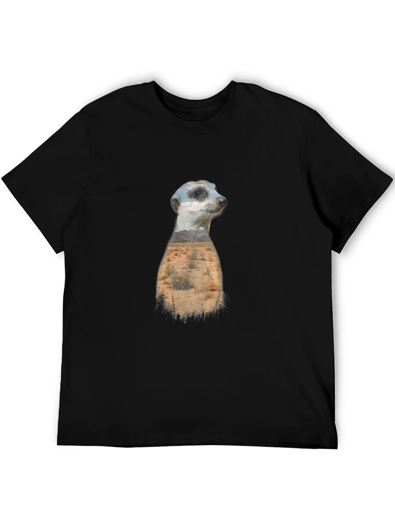 Meerkat Landscape Graphic Black T-Shirt