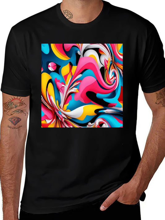 Abstract Art Graphic Tee - Bold Colors Modern Style