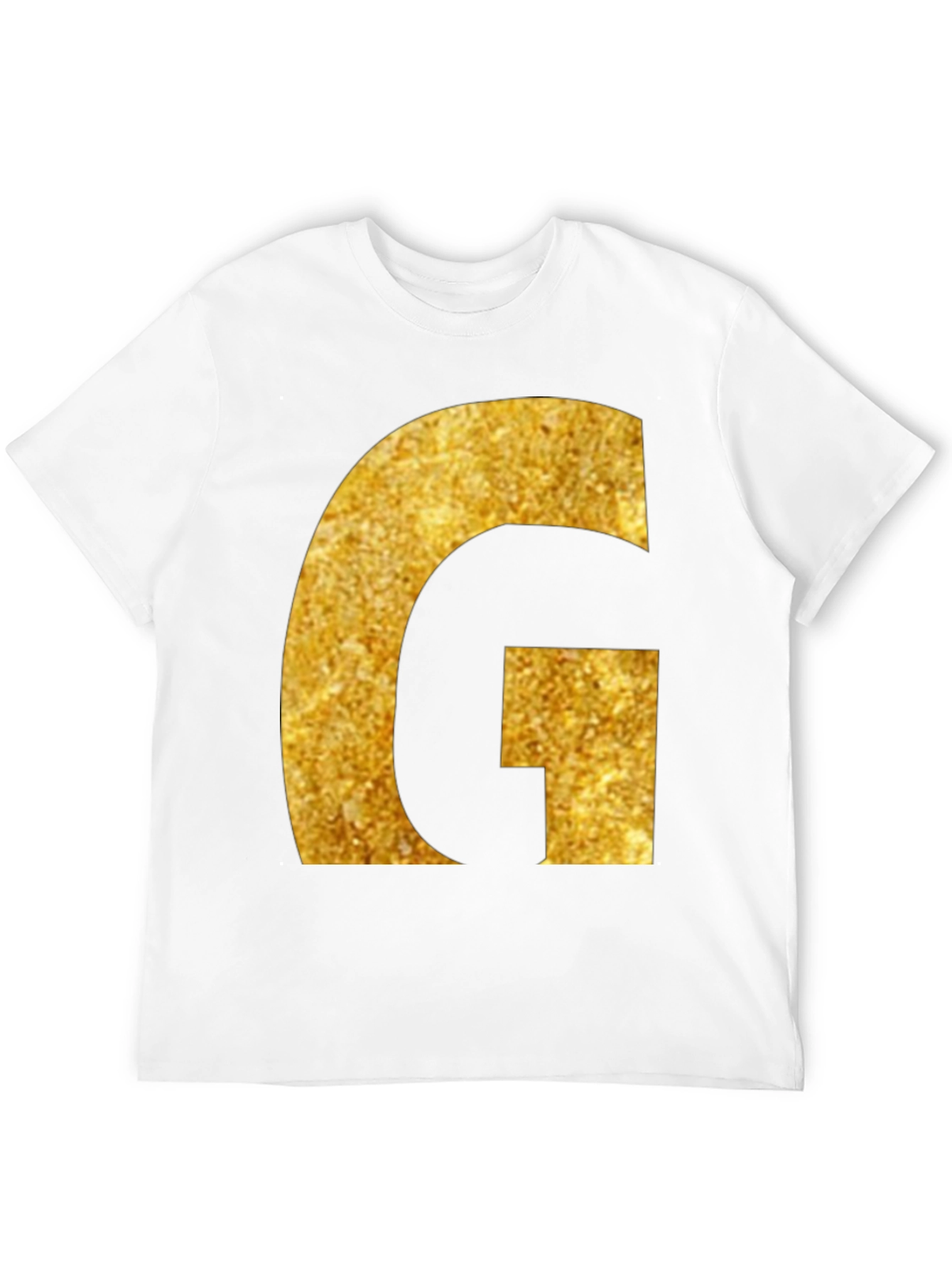 Gold Glitter G Initial Black T-Shirt