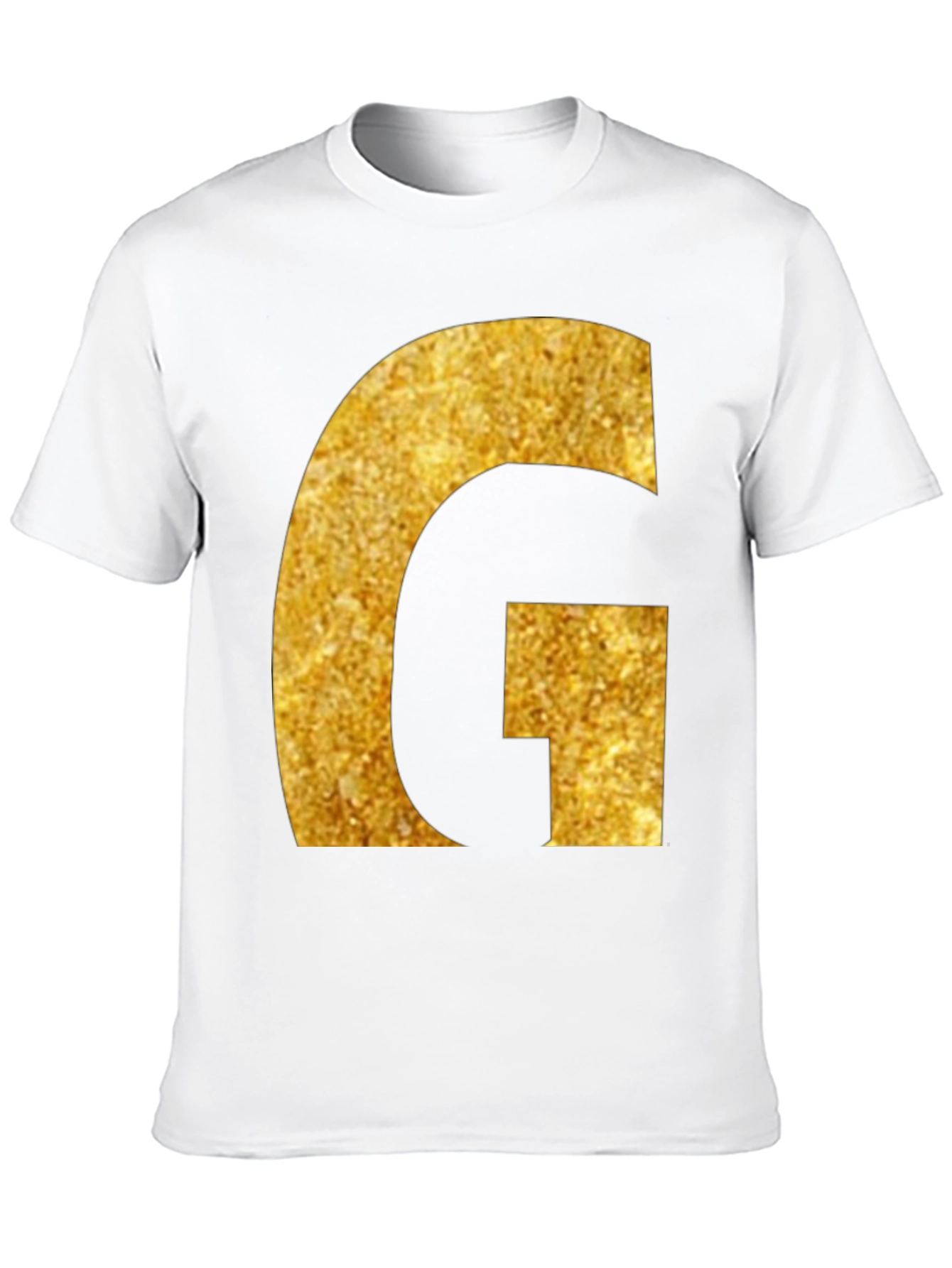 Gold Glitter G Initial Black T-Shirt