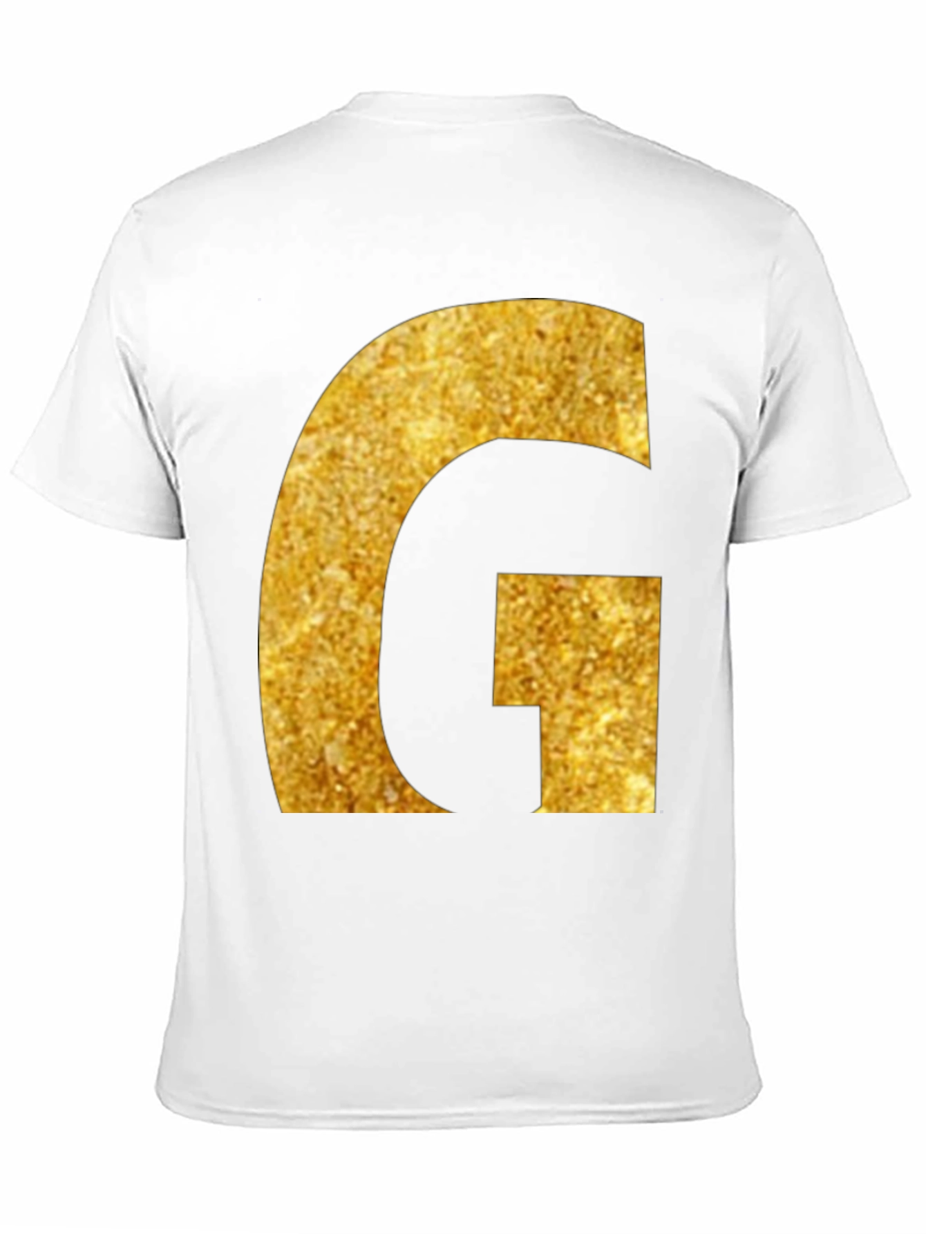 Gold Glitter G Initial Black T-Shirt