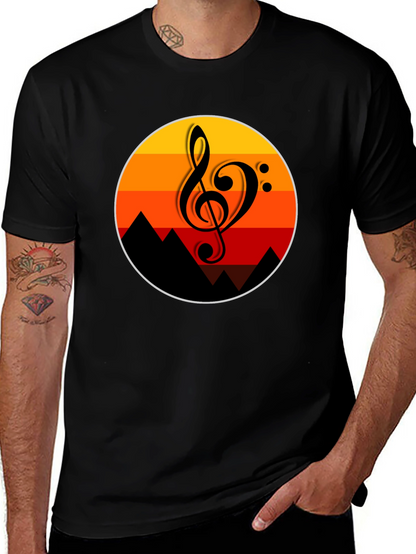 Sunset Music Note Graphic T-Shirt