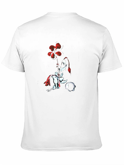 Red Flower Black T-Shirt
