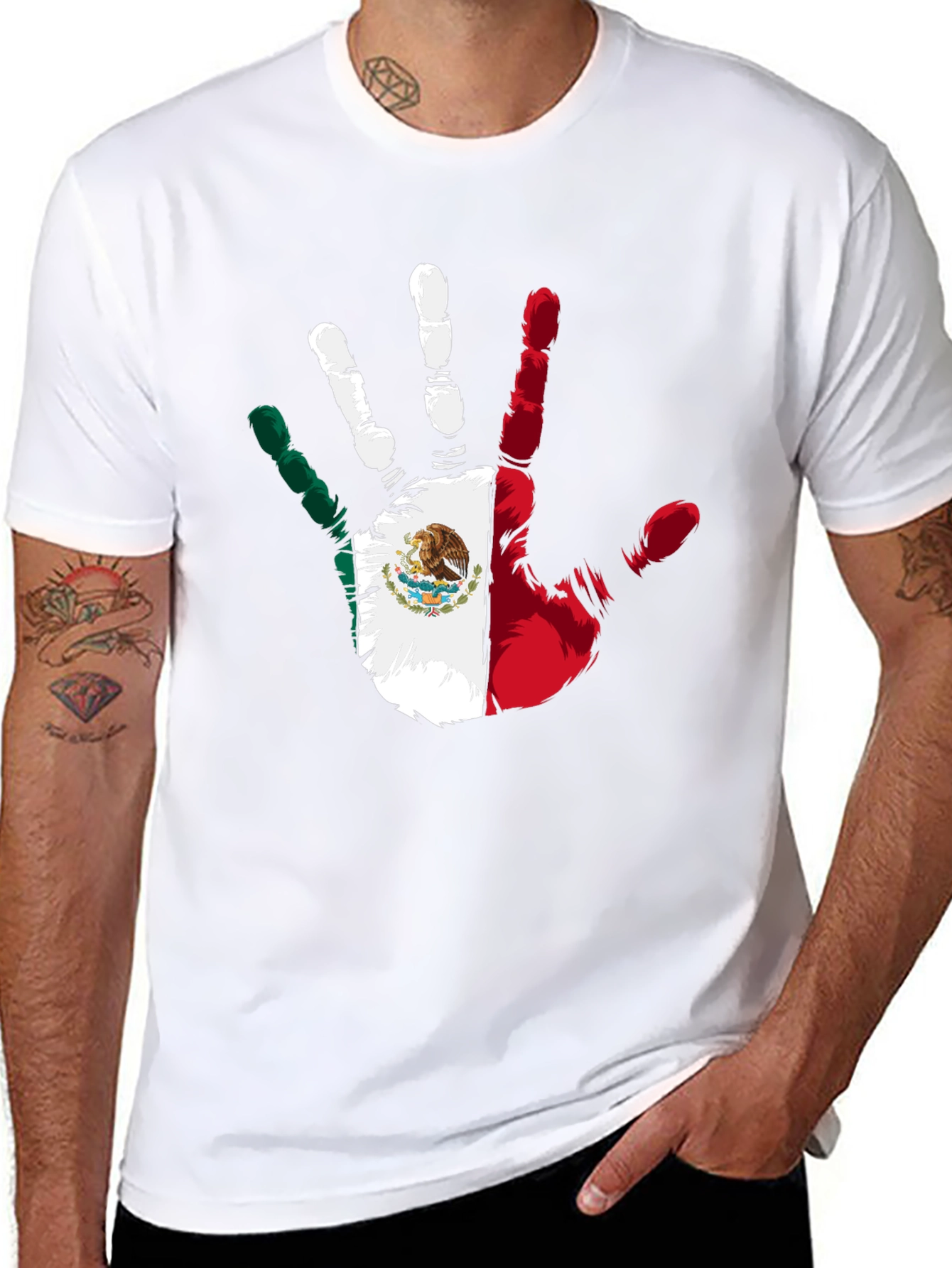 Mexican Pride Hand Print Black T-Shirt