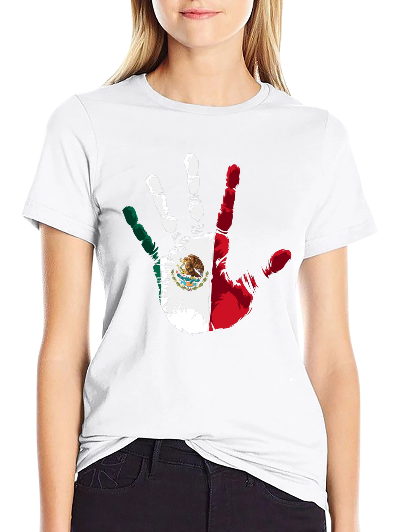 Mexican Pride Hand Print Black T-Shirt