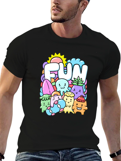 Fun Doodle Graphic Tee - Black Cotton T-Shirt
