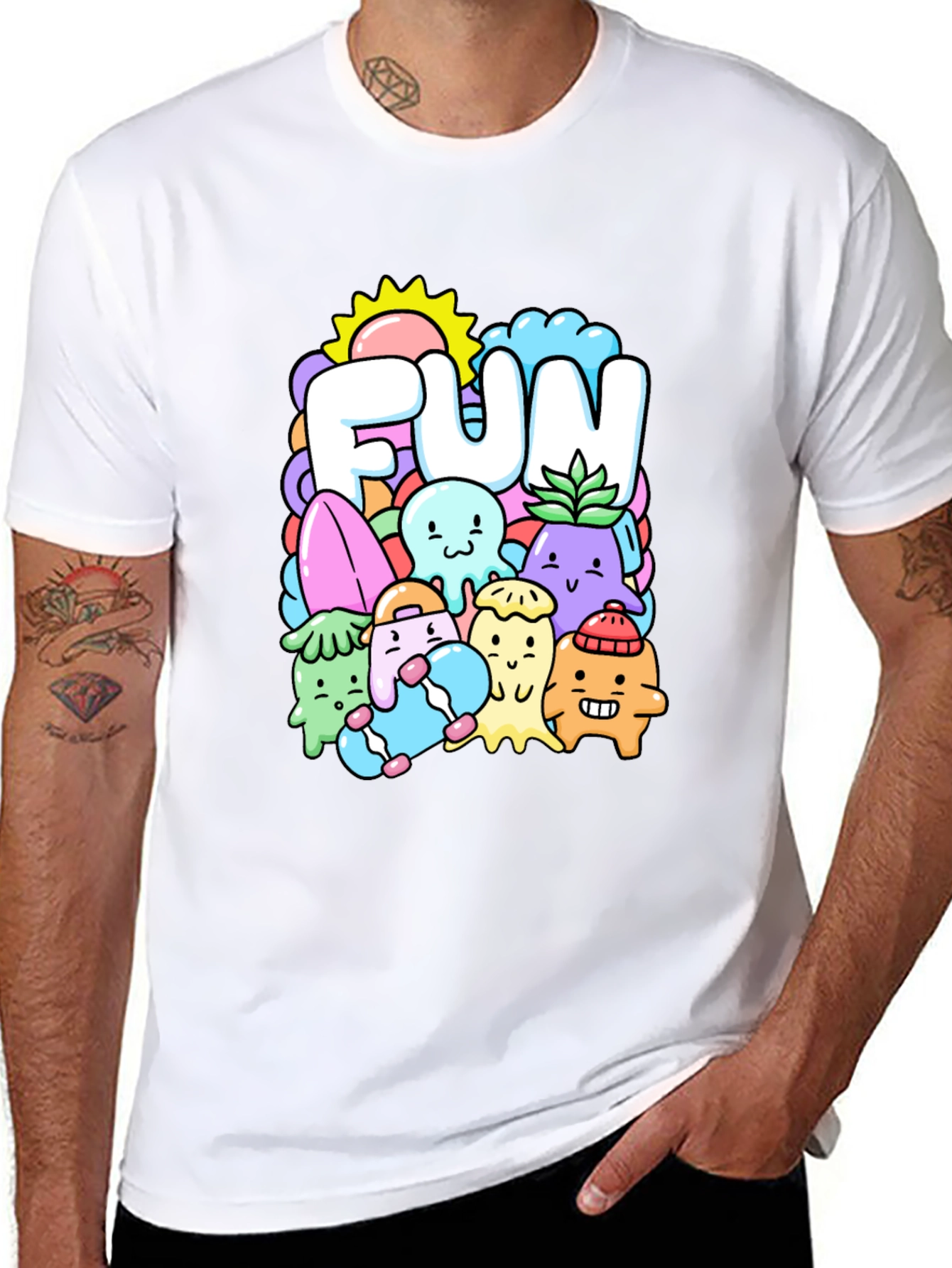 Fun Doodle Graphic Tee - Black Cotton T-Shirt