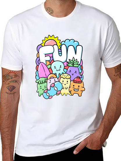 Fun Doodle Graphic Tee - Black Cotton T-Shirt